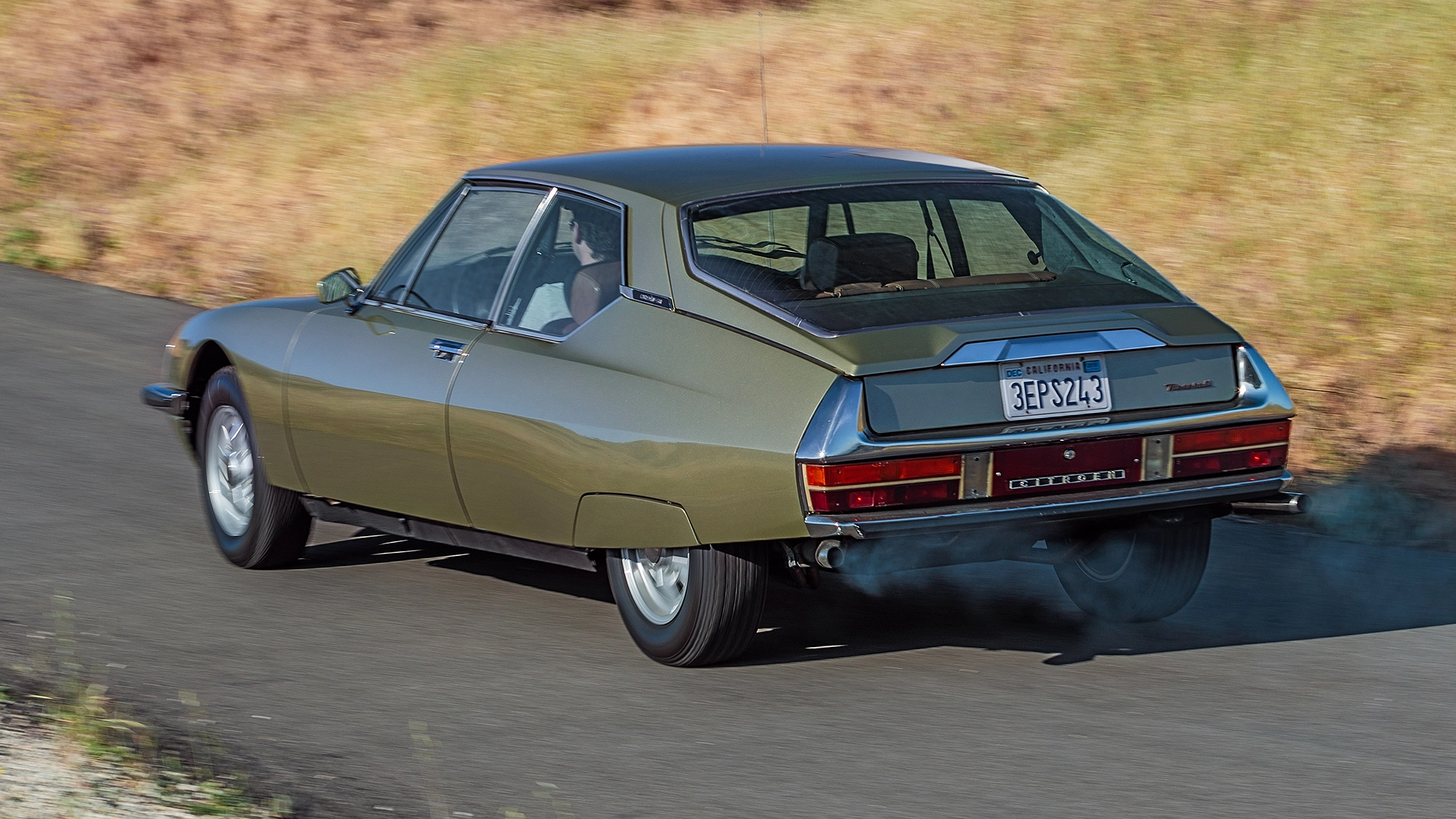 1972 Citroen SM rear three quarter in motion 1